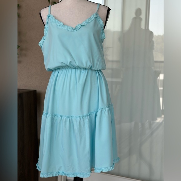 NEOT Light Blue Ruffle Mini Dress - Picture 5 of 8